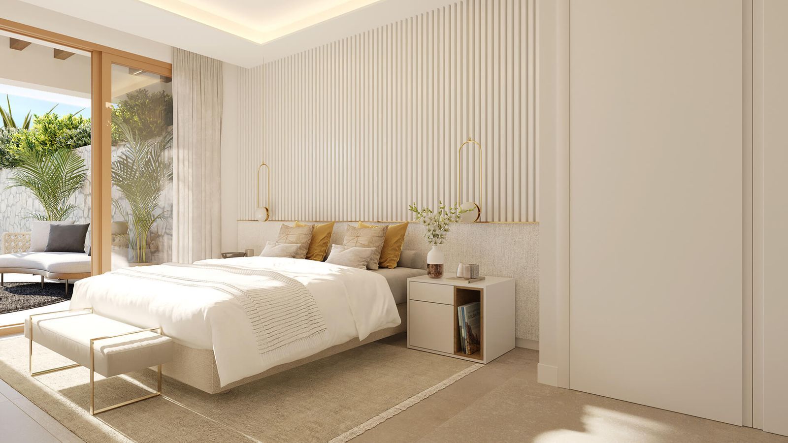 Luxe slaapkamer suite met terras en modern design